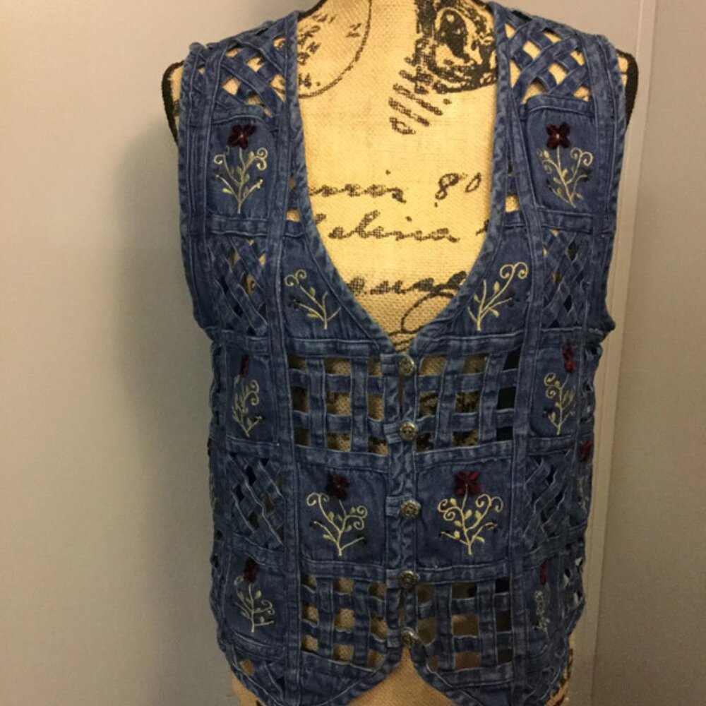 Embroidered Blue Vest